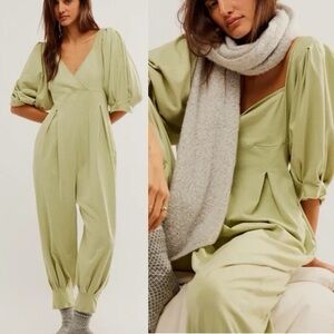 NWT Free People Lotta Love Reversible Green Romper